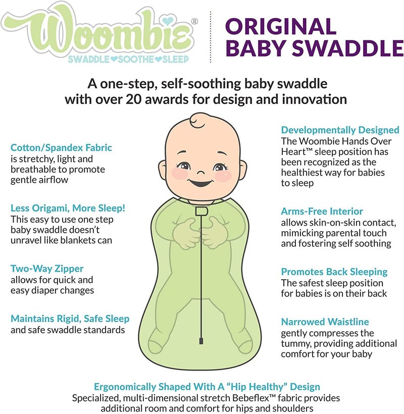 Woombie Original Baby Swaddling Blanket - Self-Soothing, Cotton Baby Swaddle with Zipper - Wearable Newborn Blanket, Watercolor Roses, 14-19 lbs - Image 5